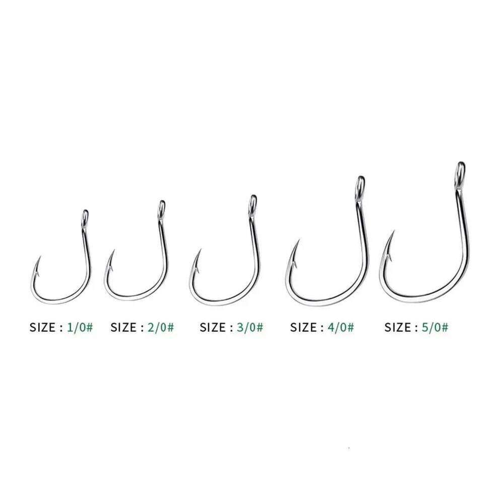 Ring Eye Fishhooks Hook Silver Barbed Circle Fly Fishing Sharp Carbon Steel Tackle Accessories Worm Hooks Z260128