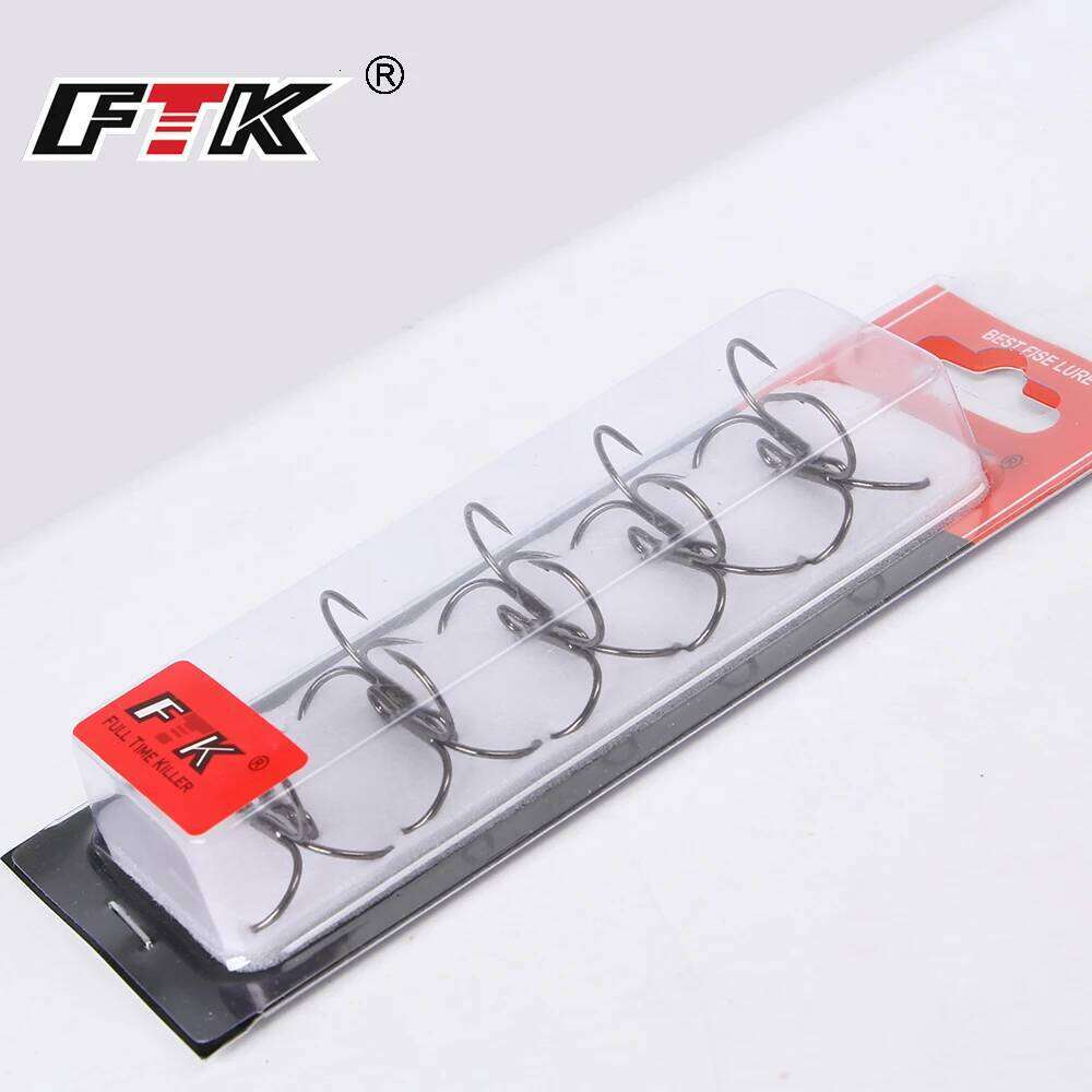 FTK Hook 10-20pcs High Carbon Treble Hooks Super Sharp solid size 3/0#-14# Triple Barbed Steel Fishing bass lure hook Z260128