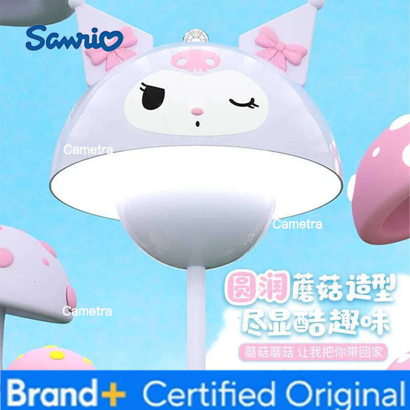 Sanrio Anime Peripheral Kuromi Mushroom Desktop Led Learning Night Light Bedroom Dormitory Desk Lamp For Girls Gifts H260128