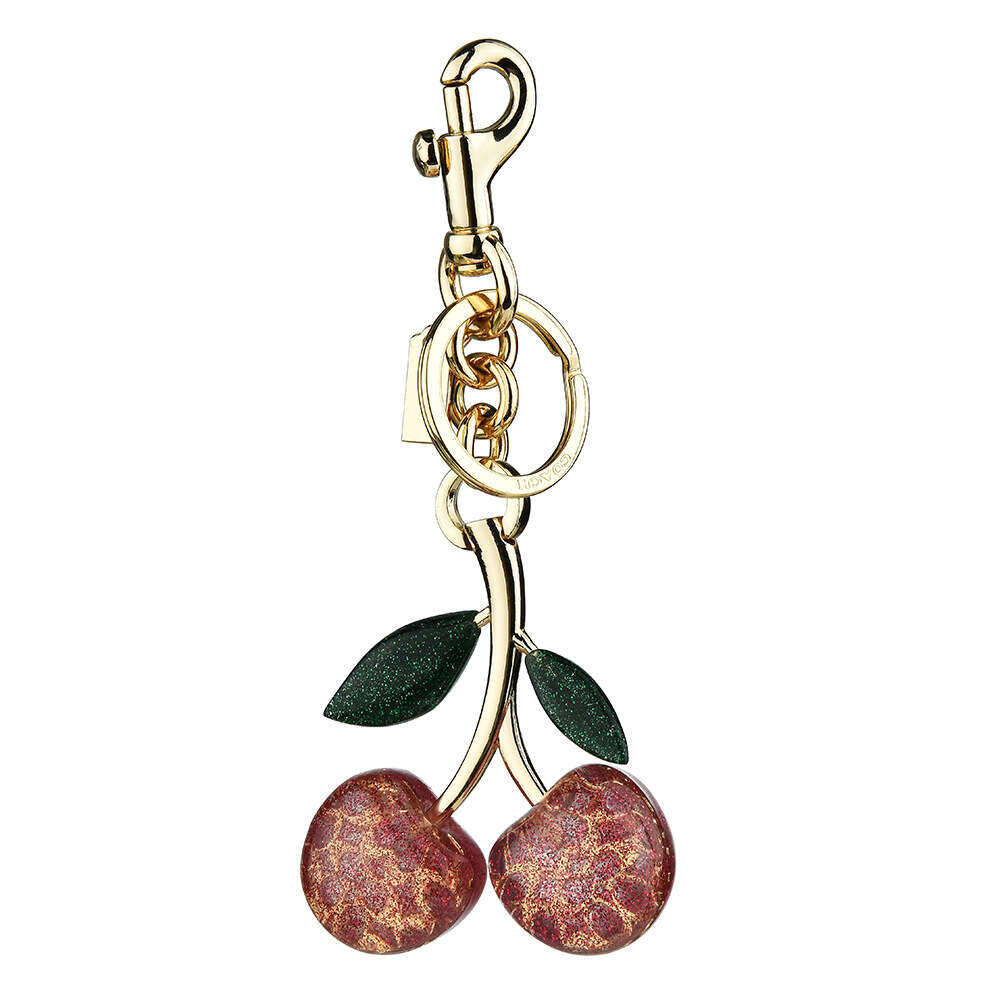 Keychain Crystal Red Cherry with Metallic Accents for Bag and Car Key Accessories Daily Use Gift High Quality Texture