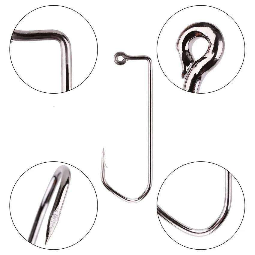 10pcs/box 7150 Jig Fishing Hooks Barbed Black Hook High Carbon Steel Barbarian 90 Degree Size 1# to 6/0# Fishhook Z260128