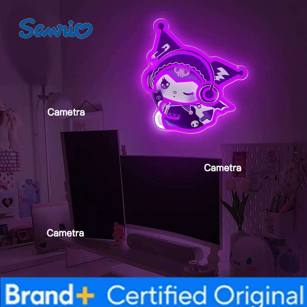 Sanrio Kuromi Neon Sign Gothic Cute LED Night Light USB Dimmable for Girls Bedroom Game Room Theme Hotel Decor Birthday Gift H260128