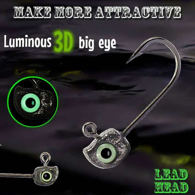 50PCS Primary Color Luminous Fishing Hooks Eye Bass Trout 1/32 1/16 oz Fishhook Crappie Tools Accessories Lure Supplies Z260128