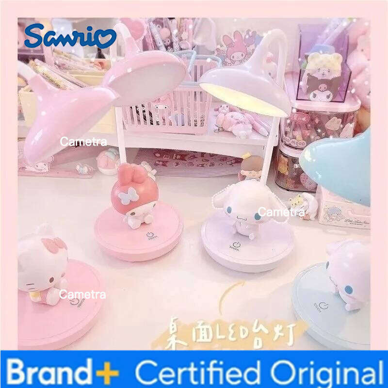Sanrio Cinnamoroll Mymelody Hello Kitty Night Light Kawaii Learning Writing Table LED Lamp Anime Bedroom Bedside Figure Girls H260128