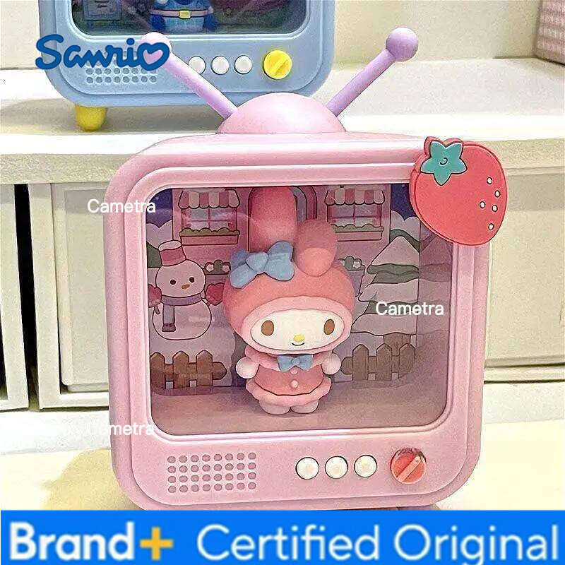 Sanrio kawaii Character TV Channel Series Luminous Night Light Toys Anime Kuromi Cinnamoroll HelloKitty Girls Desktop Ornaments H260128