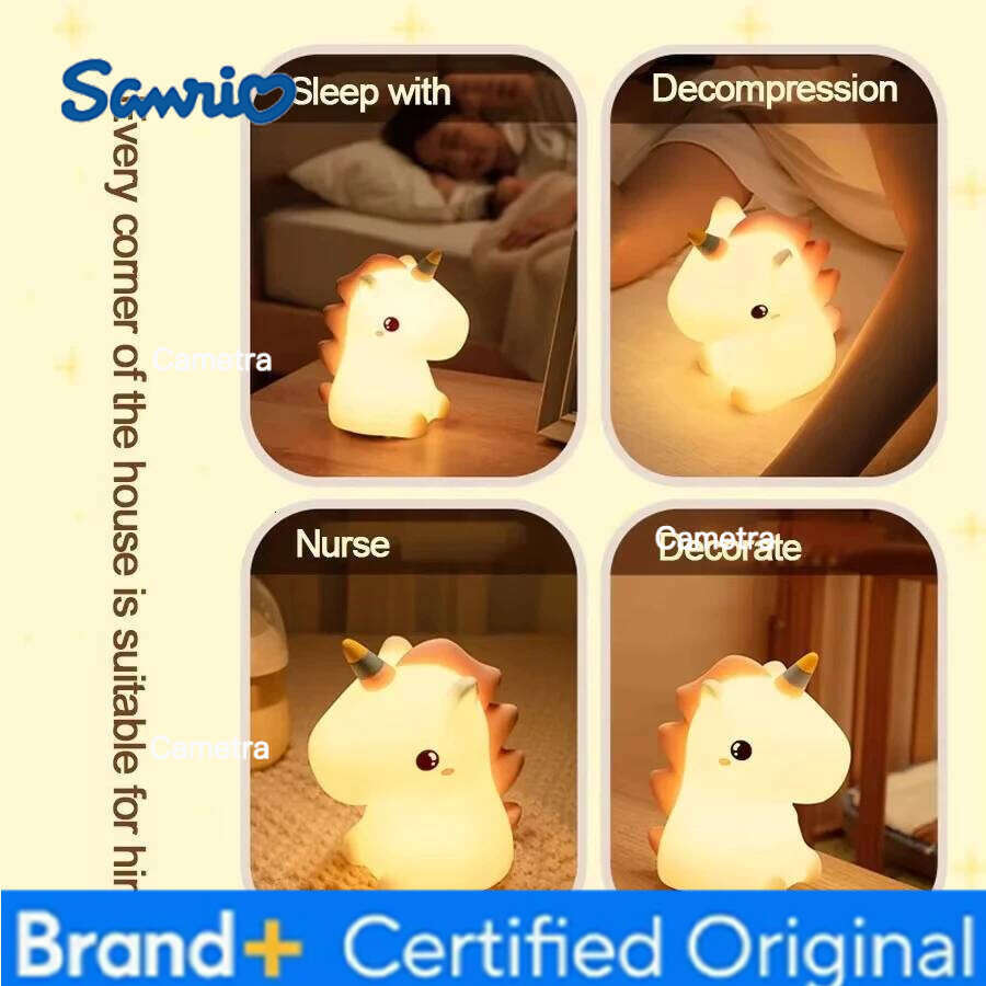 Sanrio Unicorn Cute Silicone LED Light For Kids Children USB Rechargeable Cartoon Animal Bedroom Decor Touch Night Lamp for Gifts H260128