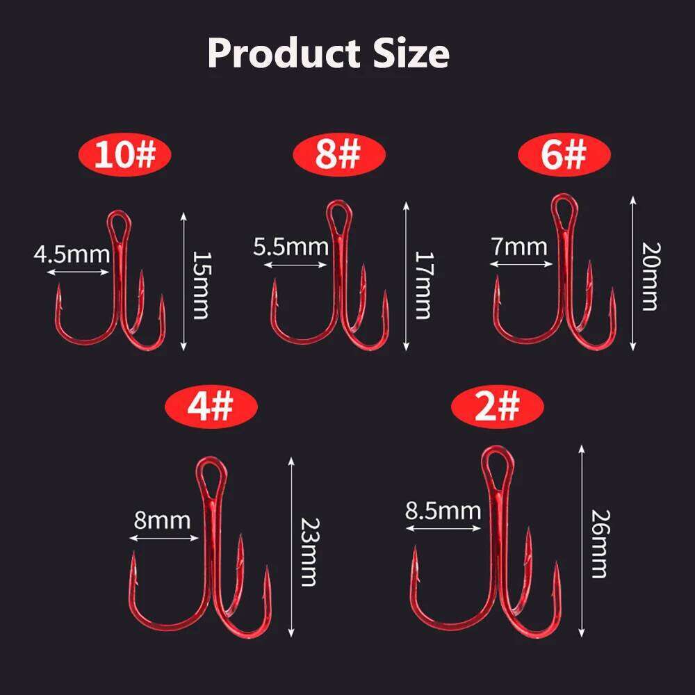 50pcs/box Triple Hooks Set Carbon Steel Barbed Treble Fishhooks for Lures Sea Fishing Accessories Tackle Tools Z260128
