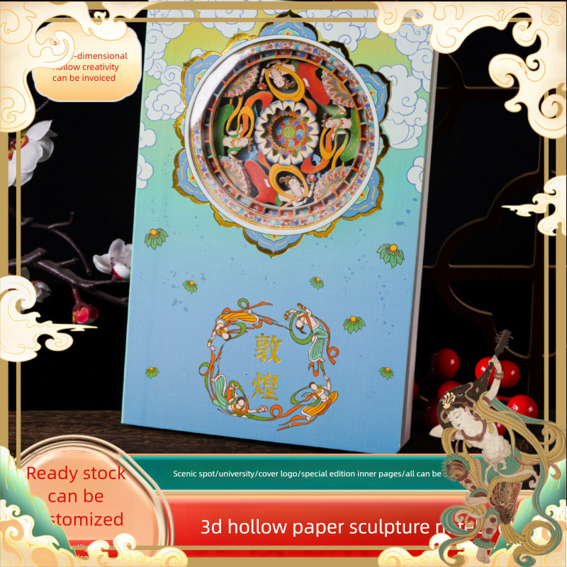 3D Notebook of Mogao Grottoes Paper Nine-colored Deer Flying Skyward Pop-up Carving Travel Check-in Book ddmynov