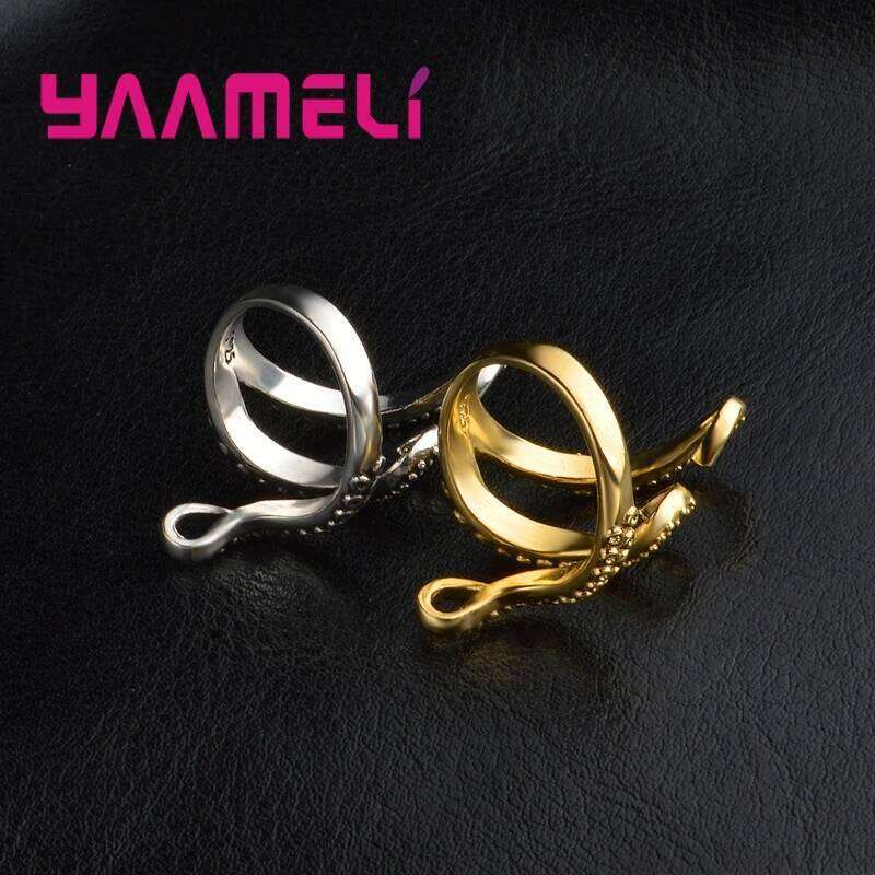 High Quality Punk Style 925 Sterling Silver Rings For Women Men Party Jewelry Cool Octopus Finger Accessories 2 Colors XJ260127
