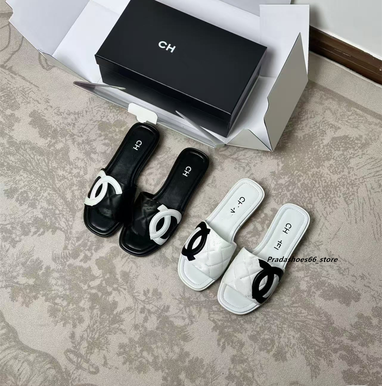 2026 New Women Sandals cd Luxury Designer Calfskin Leather High quality Platform quilted Slippers Casual Summer Beach Mule Shoes Velvet Slide chan ccSlide