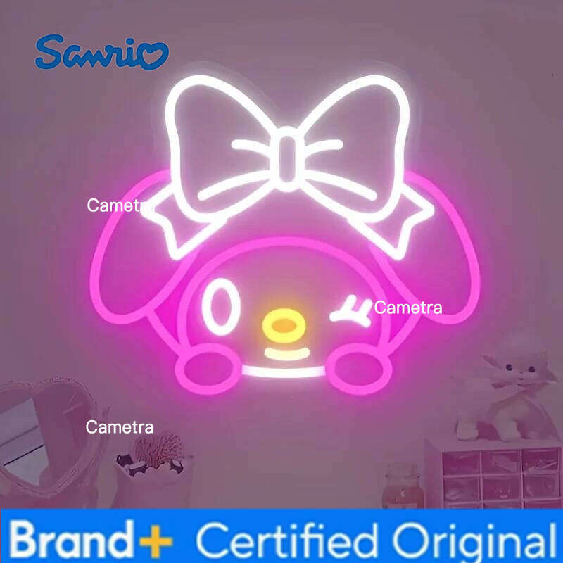 Sanrio My Melody Sign Light Cute LED Neon Lamp Pink Bow USB Powered Bedroom Teen Room Wall Decor Gift for Girls Boys Dimmable H260128