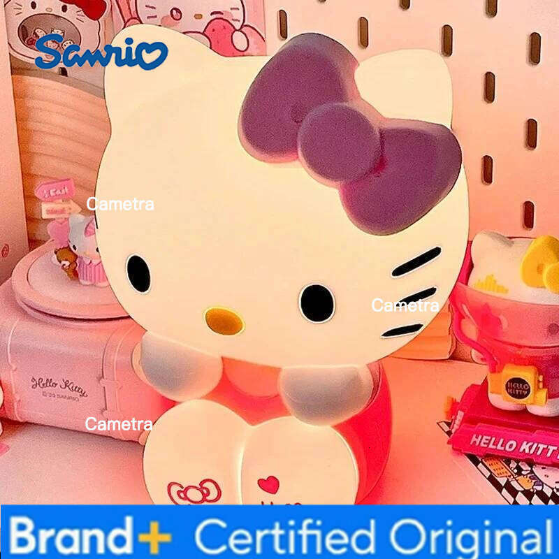 Sanrio Anime Hello Kitty Kuromi Cartoon Silicone Bedside Ambience Kawaii Night Light Pat Lamp Cute Desktop Ornament Gift H260128