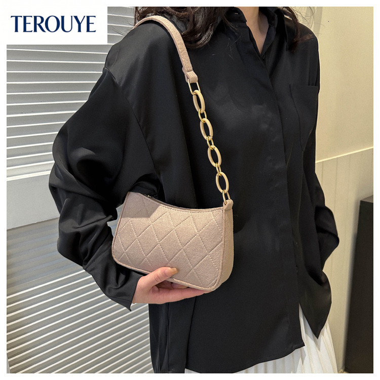 TEROUYE autumn and winter new fashion French style trendy design niche design light luxury minimalist style bag chain shoulder handbag