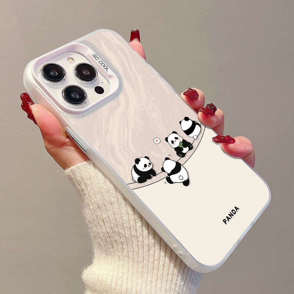 Four Cute Pandas Compatible with Apple 15 Pro Max Phone iPhone 14 Full Coverage 13 Niche 12 Hard Case 11 S260128 e5b