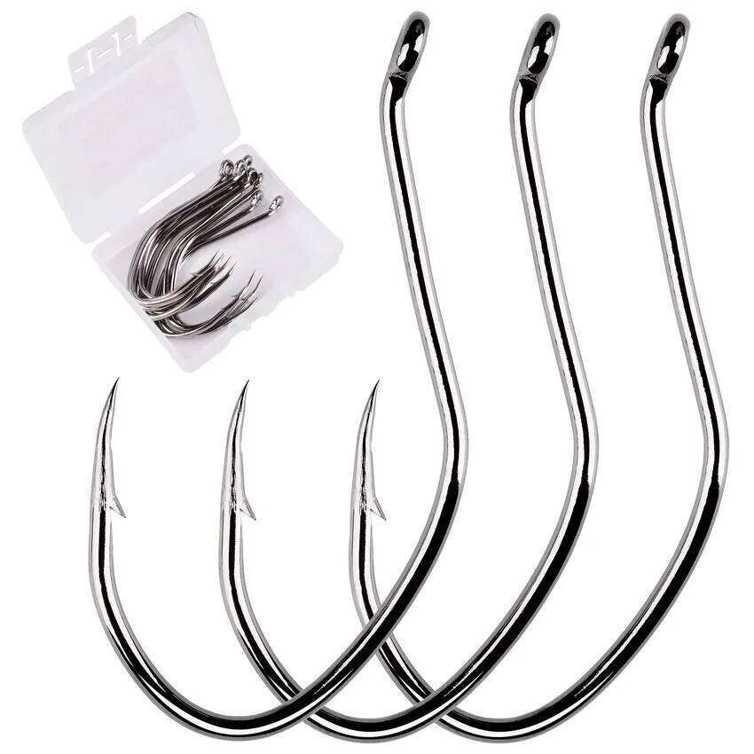 10pcs/Box Barbed Hooks High Carbon Steel Catfish 6/0 -10 Fishhook V Sharp Circle Hook Fishing Tackle Box Z260128