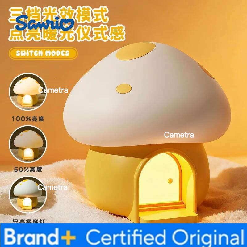 Sanrio Mushroom Tap LightUSBRechargeable Creative Atmosphere Night Light Dormitory Bedroom Bedside Cute Timed Silicone Table Lamp H260128