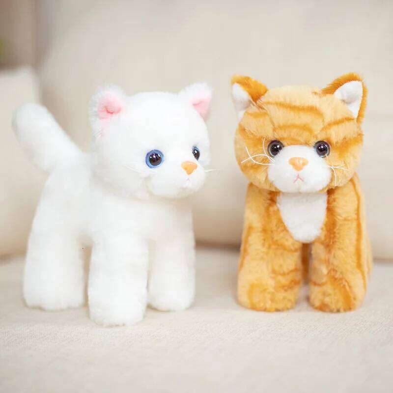 20cm Stuffed Plush Toy Simulation American Shorthair Cute Ginger Cat Pet Toys Lifelike Christmas Birthday Gifts Home Dec Y260128