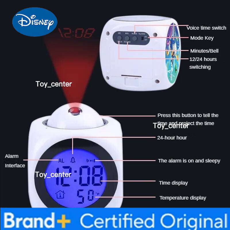 Disney Stitch Digital Alarm Clock LCD Projector Cartoon Temperature Time Date Projection Display Anime Desk Decoration Timer H260128