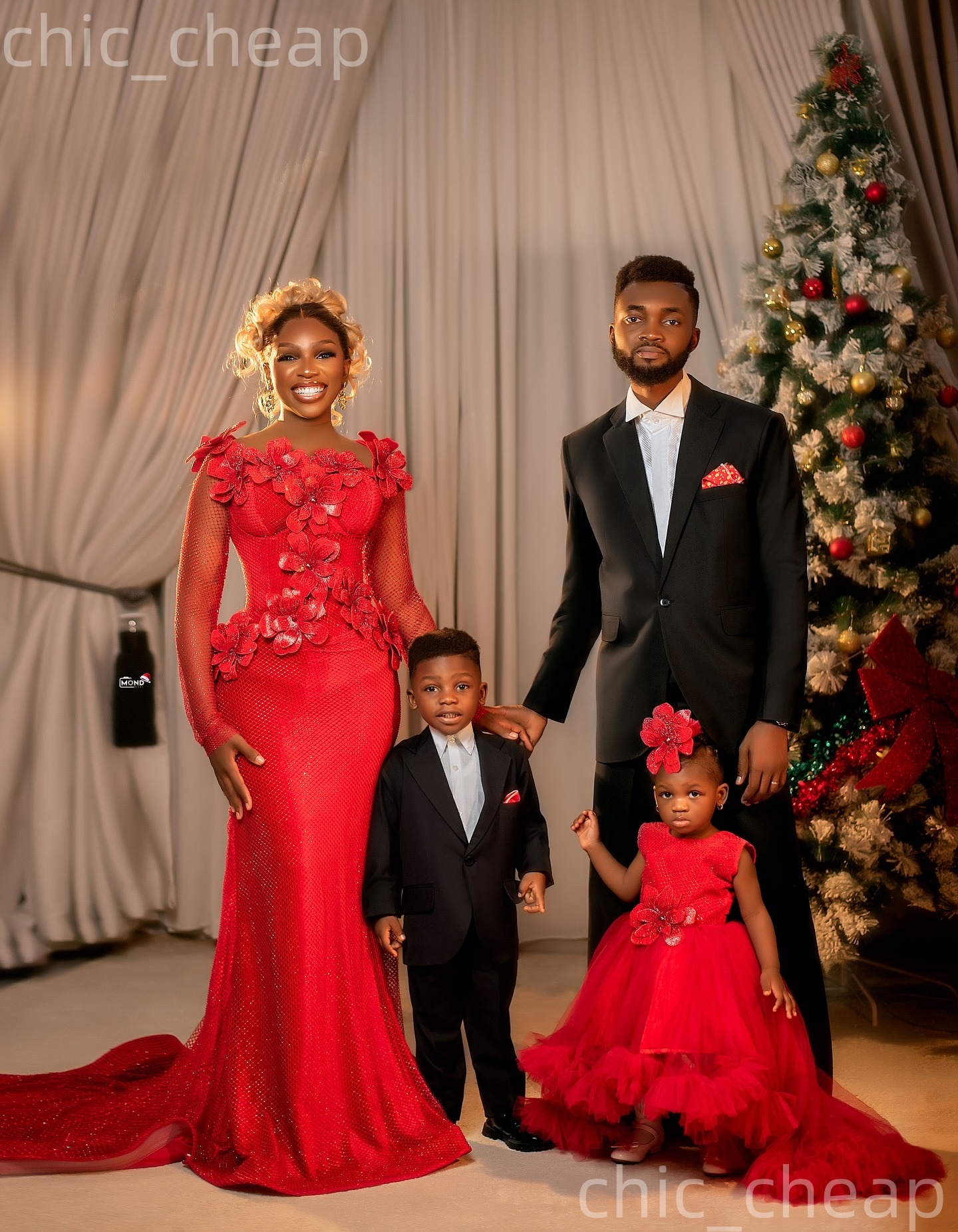 Aso Ebi Red Mermaid Nigerian Prom Dresses 2026 Flowers Sheer Neck Sequined Evening Formal Party Second Birthday Engagement Gowns Dress For Special Occ