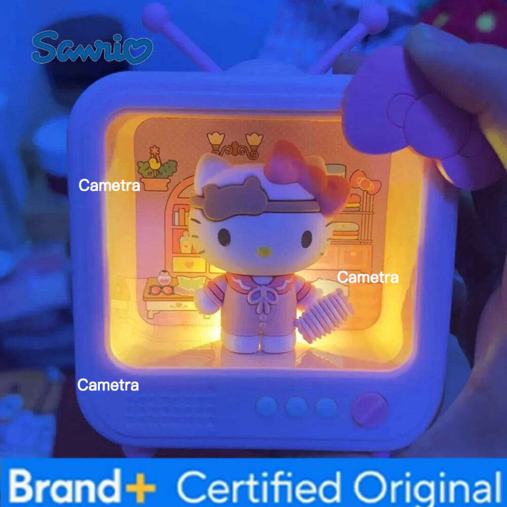 Sanrio Hello Kitty Cute TV Channel Series Emit Light Ornament Bedroom Night New Personality Originality Modeling Lamp H260128