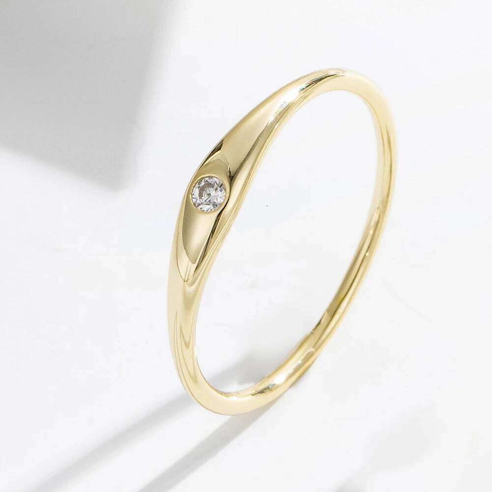 Simple Fashion sterling silver 925 jewellery ring fine Plain Single Zircon Finger rings jewelry women Gold Plated XJ260127