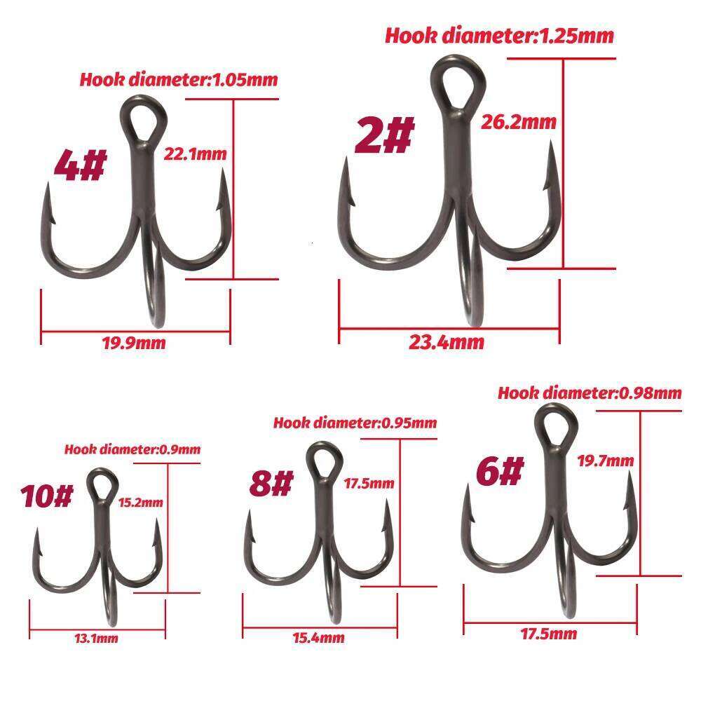20PCS Teflon Treble Hooks 2#-10# Fishhooks Angle Barbed Sharp High Carbon Steel Nickel Antirust Lure Fishing Tackle Fish Hook Z260128