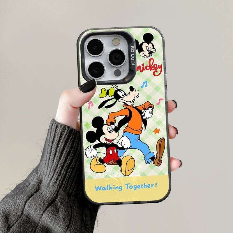 Animated Mickey Goofy Suitable for iPhone 16 Pro Max Case 15 Plus Silver Color 14 Shockproof 13 Cartoon S260128