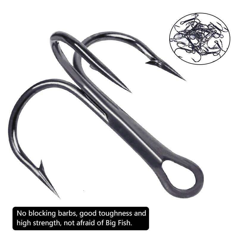 Hengjia 20pc High Carbon Steel Treble 2# 4# 6#8# 10# 12#14# Bent Triple Fishhooks Set Anchor Hooks For Sea Fishing Z260128
