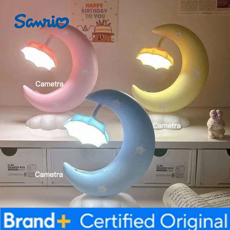 Sanrio Moon Shaped Night Light with Soothing LED Glow Bedside Lamp for Sleep Enhancement Bedroom Ambiance and Relaxing Atmosphere H2601281