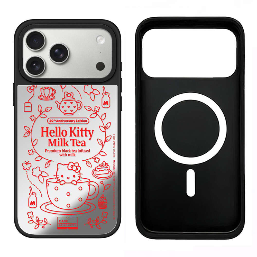 Magnetic Phone Case for Apple 17 Mirror Hello Kitty 50th Anniversary Celebration Compatible with iPhone 16 Pro Cartoon C Family S260128