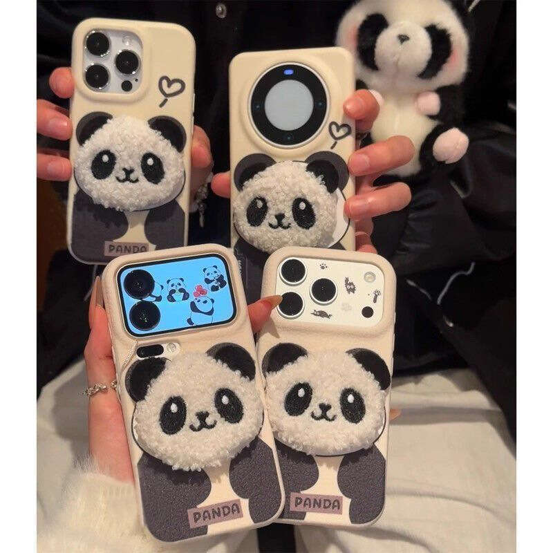 Autumn and Winter Panda Plush Case for Apple 17 Pro Max, iPhone 16/15/14 Full Protection Cover S260128