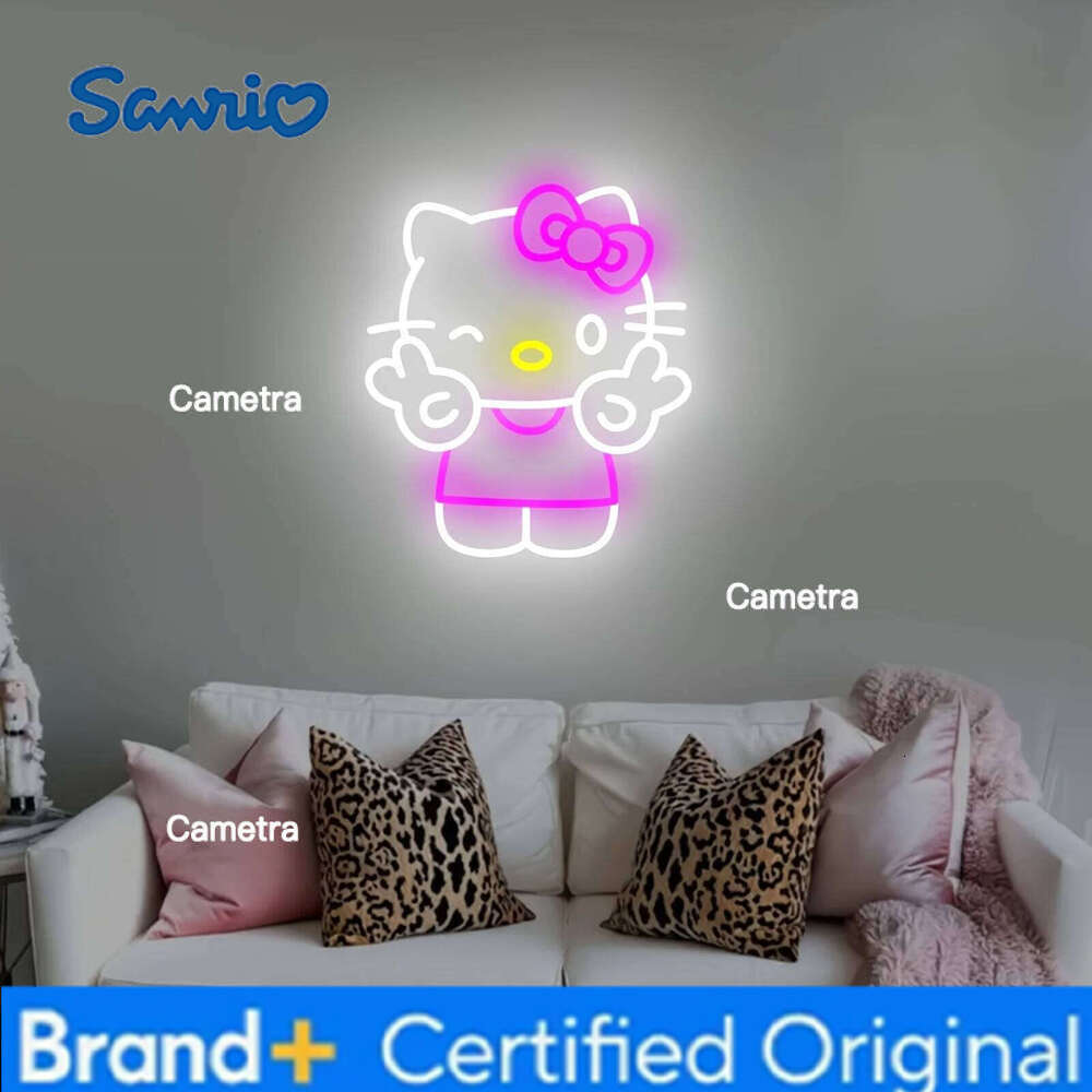 Sanrio Hello Kitty Neon Sign LED Anime Night Light Dimmable USB Powered Game Room Bedroom Decor Gift for Friends and Girls H2601281