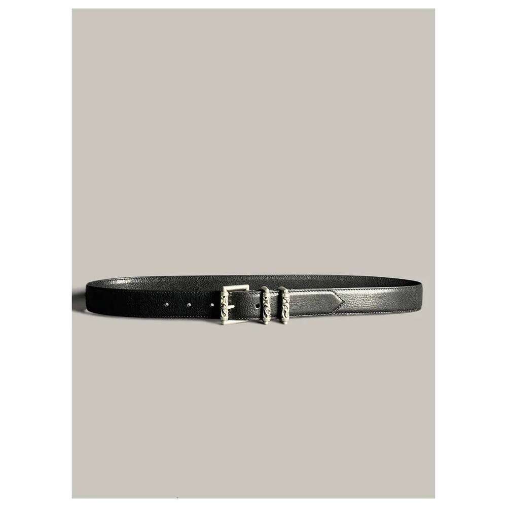 Dark Punk Unisex Vintage Casual Ancient Silver Pin Buckle Vegetable Tanned Leather Cowhide Jeans Belt X260128