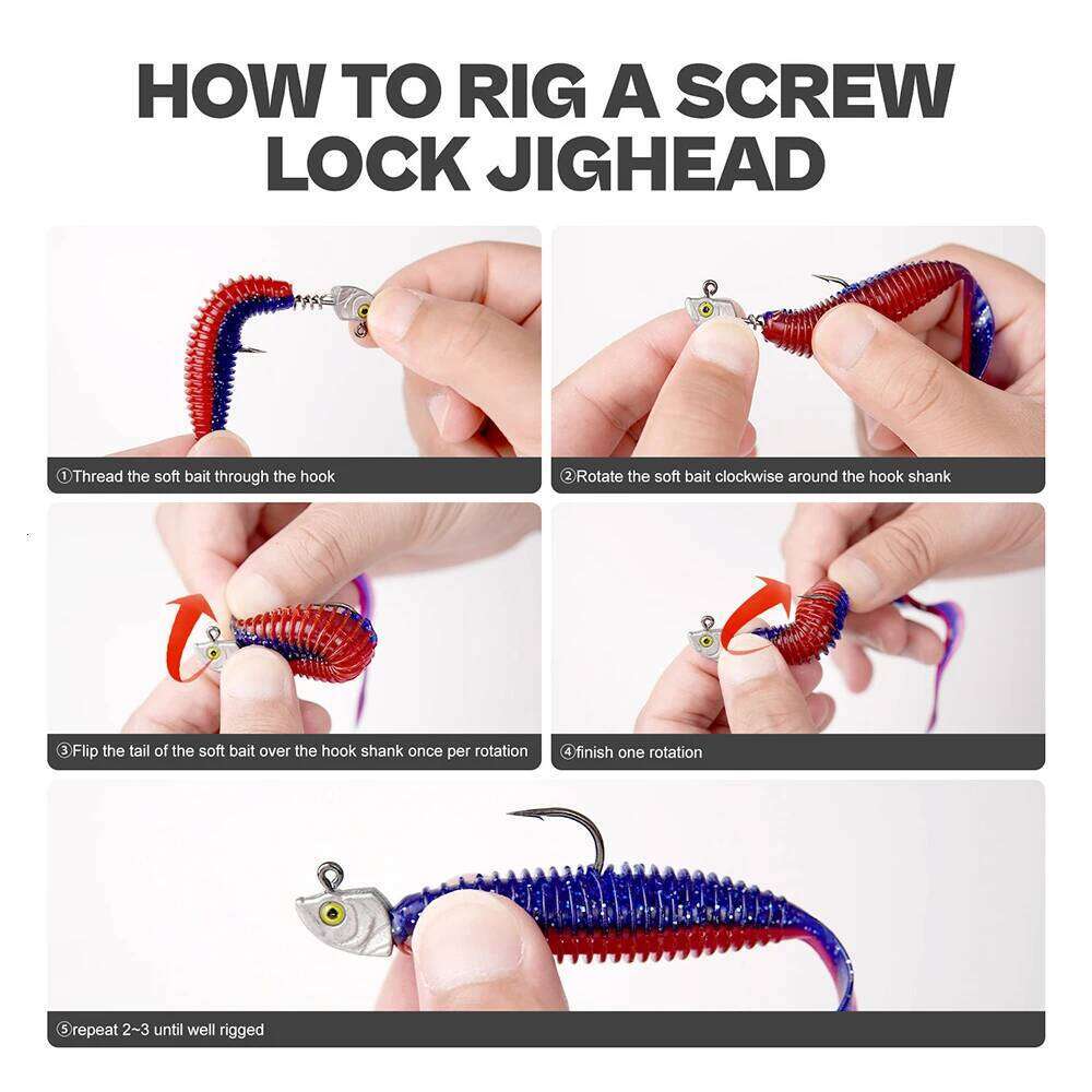 MrLurion 15pcs/Box 3.5g 5g 7g 10g 14g Screw lock jigging head fishing baits ,soft worm lure fishhook wobblers with 3D eyes Z260128