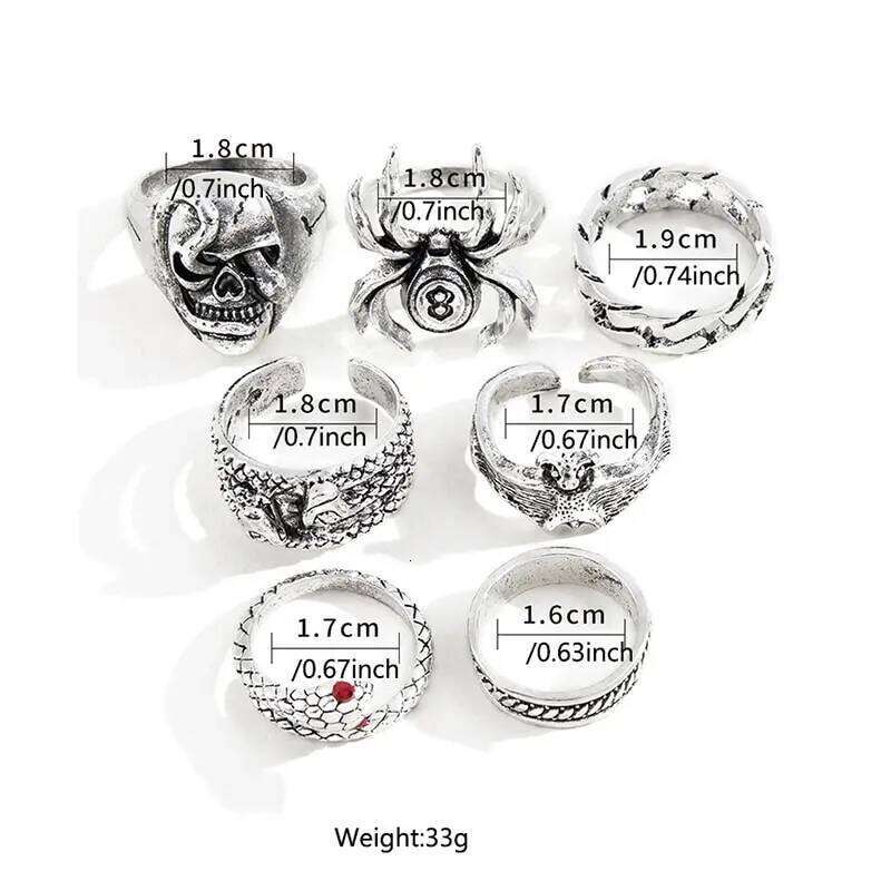 2023 Gothic Skeleton Unisex Set Punk Grunge Butterfly Frog Woman Man Jewelry Hip Hop Party Street Ring Accessories New Gift XJ260127