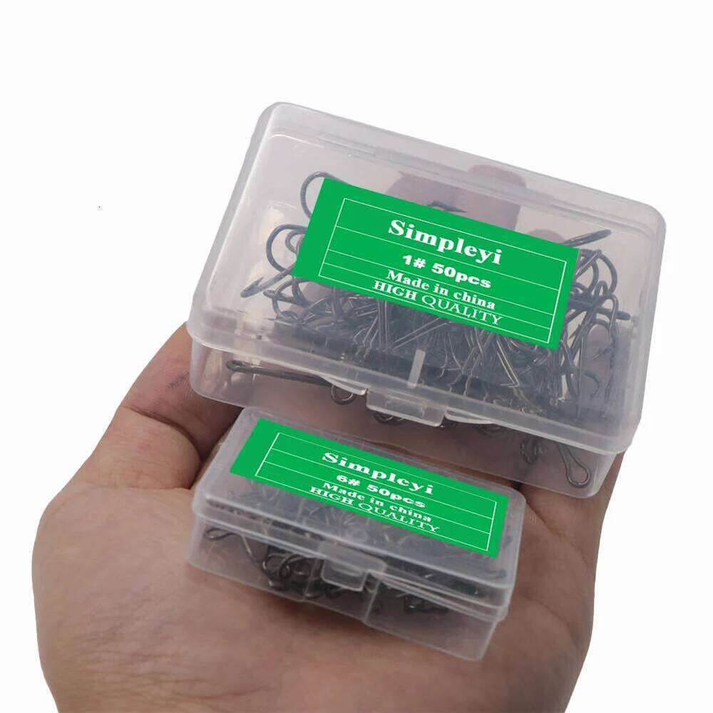 50pcs/box High Carbon Steel 5 Size Treble Barbed Fishhooks Super Sharp Double Hooks Sea Tackle Fishing Accessories Z260128