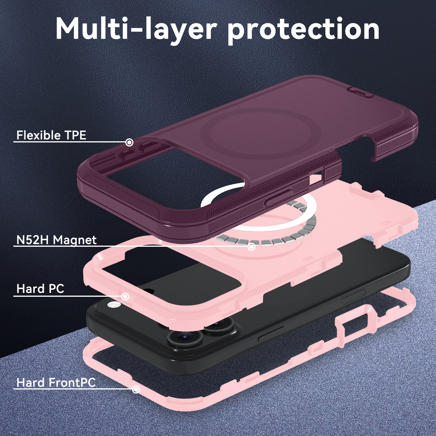 3 in 1 Heavy Duty Military Grade Defenderr Rugged Phone Case Magnetic For Magsafe for iPhone 17 Air 16 Pro Max 15 14 Plus 13 12 11 Pro Max Samsung S26