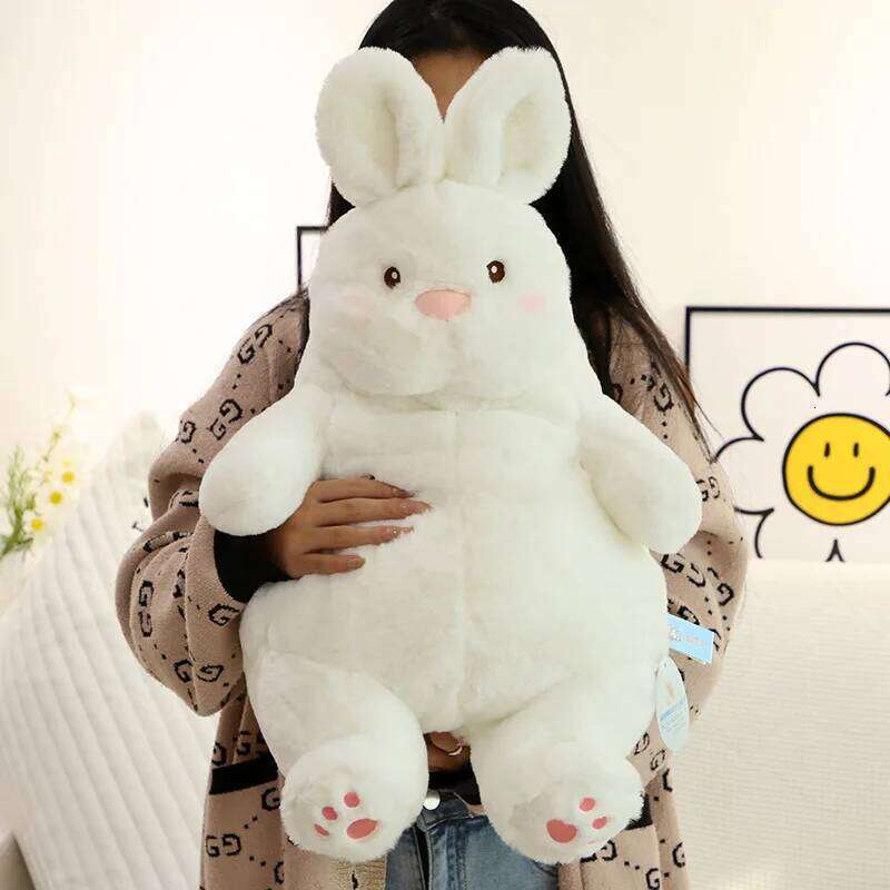 Giant Lazy Rabbit Dolls Soft Plush Cute White Bunny Animal Toys Baby Sleep Pillows Cushion Kids Girl Birthday Gift Kawaii Decor Y260128