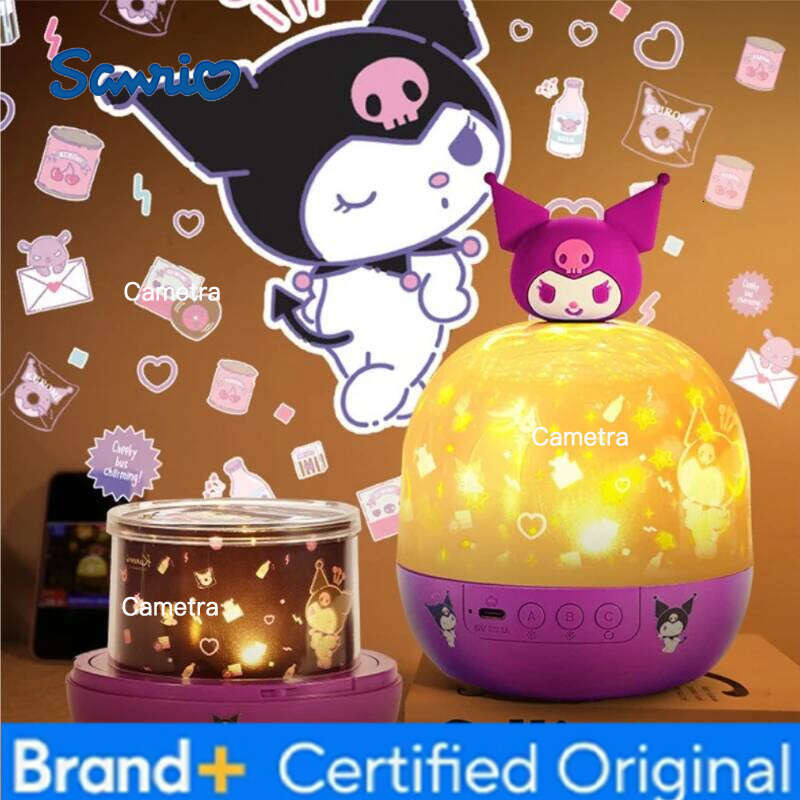 Sanrio Crown Galaxy Projector Night Lamps for Boy Anime Hello Kitty Kuromi Cinnamoroll Girl Multicolor Projection Led Light Gift H260128