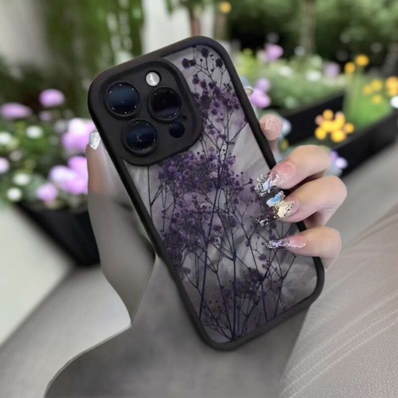 Purple Flower Case for Apple 17 Pro Max iPhone 16 Korean Japanese Ins 15 Cross-Border 14 European and American Style 13 S260128