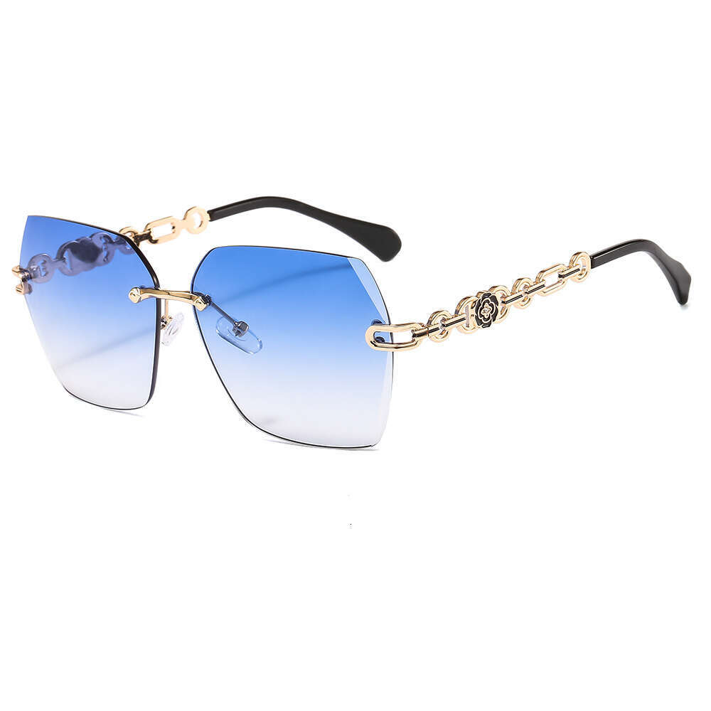 Sunglasses Fashion Metal Cut Edge Camellia Floral Design with Cubic Zirconia Accents for European American Style Daily Wear Gift High Quality Texture