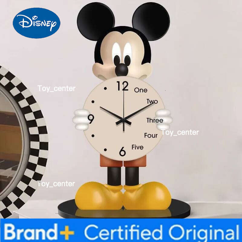 Disney 20cm Cartoon Mickey Figure Model Creativity Clock Living Home Furnishings Room Decoration Collection Gift H260128