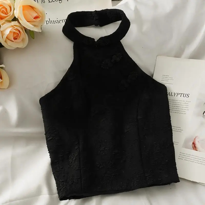 Backless Halter Tanks Women Chinese Style Elegant Irregular Crop Tops Vintage Summer Fashion Gentle Ladies Aesthetic Clothing 260128 - view 3