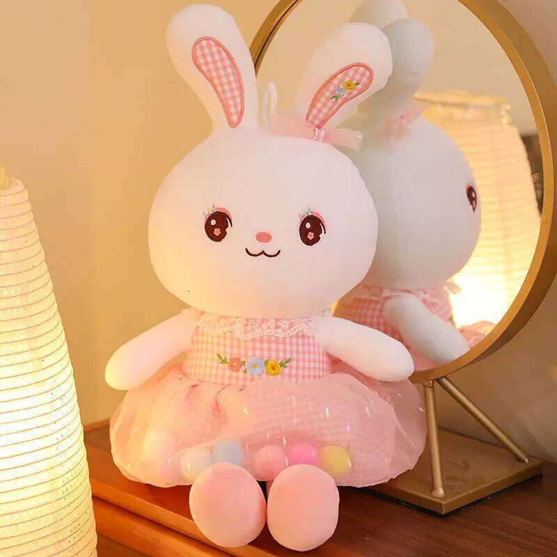 Cute skirt plush toy colorful soothing little white rabbit rag doll children's birthday gift Y260128