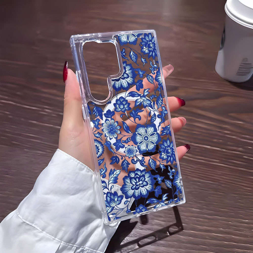 Magnetic Acrylic Samsung S23Ultra Transparent Phone Blue S25 Protective Case Advanced S24 Anti-fall S22+ S260128
