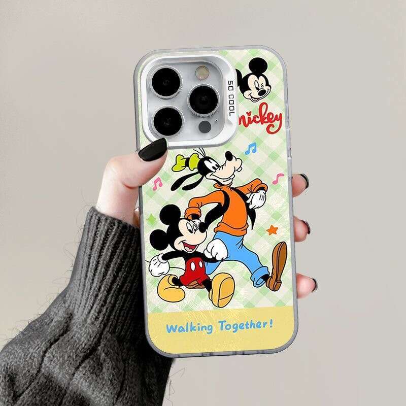 Animation Suitable for iPhone 16 Pro Max Mickey Goofy Phone Case 15 Plus Silver 14 Shockproof 13 Cartoon S260128