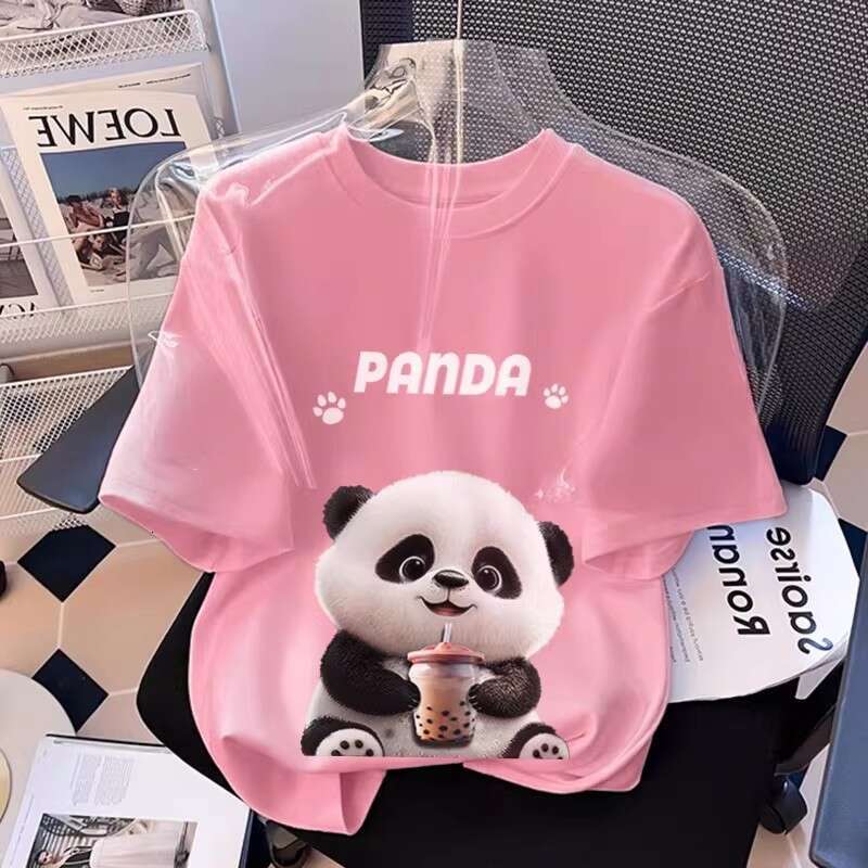 Panda Pure Cotton T-Shirt Short Women 2026 Summer New Fashion Stylish Loose Slimming Top Half Sleeve Tee