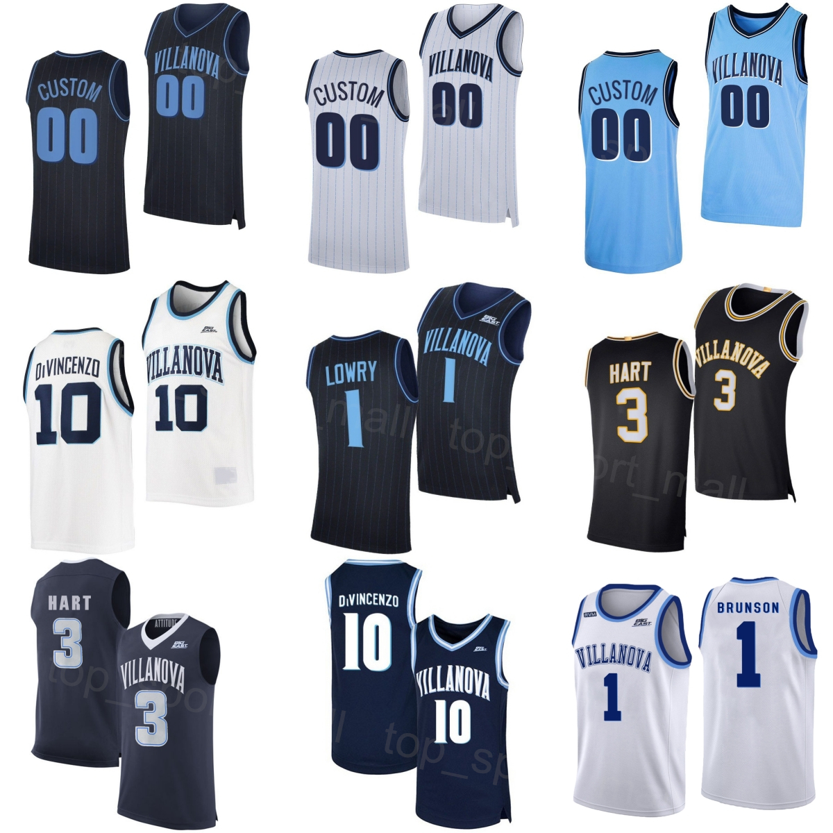 Printed Basketball Villanova Wildcats College 10 Donte DiVincenzo Jersey Mans Youth Woman 1 Jalen Brunson 1 Kyle Lowry 25 Mikal Bridges 3 Josh Hart University