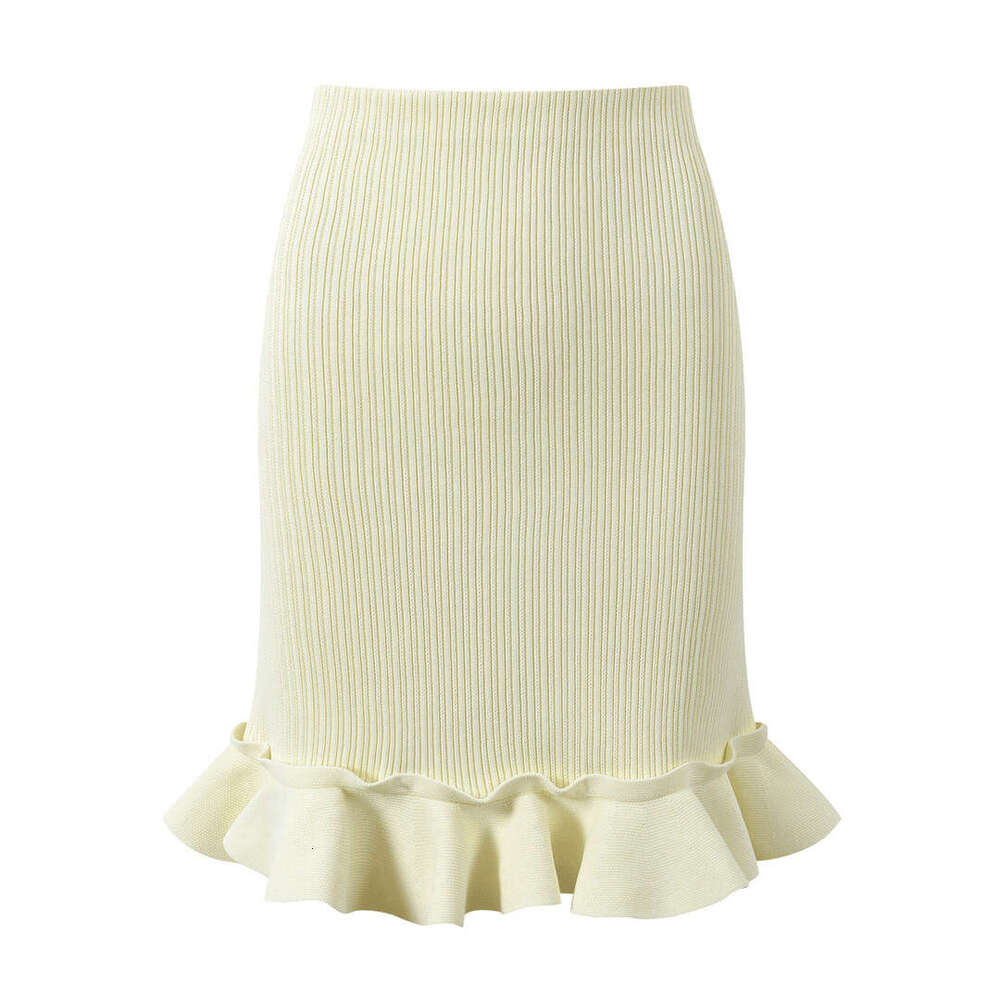 2026 Spring/Summer New Sweet Retro Doll Collar Slim Knitted Short Sleeve Tight Mermaid Two Piece Set