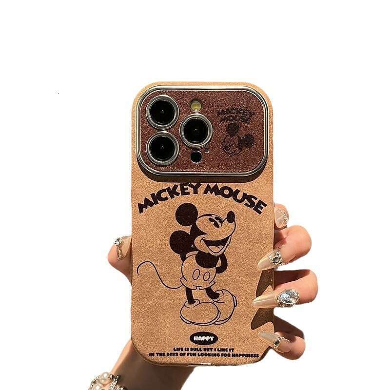 Cartoon Mickey Fleece Leather Compatible with Apple 16 Phone iPhone 15 Protective Cover 14/13 Full Coverage 12 Soft Case S260128
